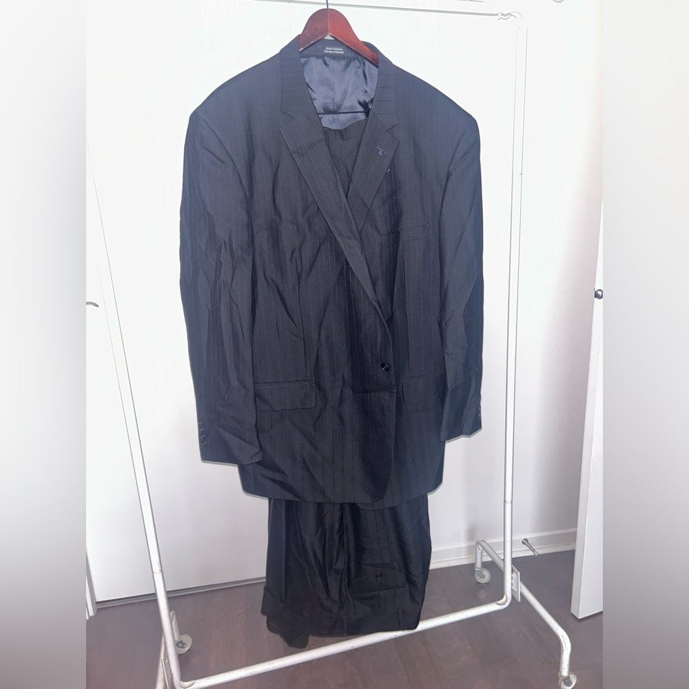 Men’s Big & Tall Joseph & Feiss Gold Suit 54L / 50W – Dark Pinstripe